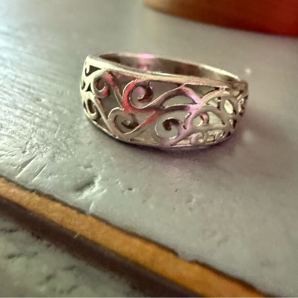 NF 925 Sterling Silver Scroll Ring Size 8.5 - Picture 6 of 13